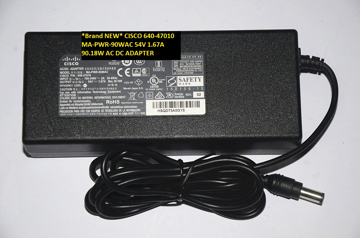 *Brand NEW* CISCO 640-47010 MA-PWR-90WAC 54V 1.67A 90.18W AC DC ADAPTER